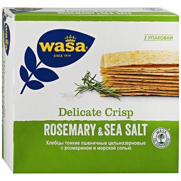 Хлебцы Wasa пшеничные с розмарином и морской солью, 235г